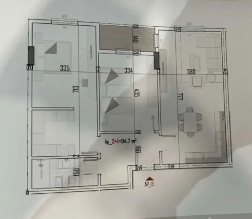 Tirane, shitet apartament 2+1 Kati 3, 111 m² 89.500 € (KAMEZ)
