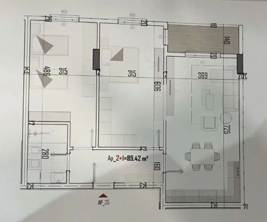 Tirane, shitet apartament 2+1+Ballkon Kati 4, 105 m² 84.500 € (KAMEZ)