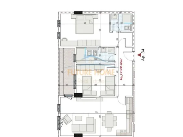 Tirane, shitet apartament 2+1 Kati 4, 111 m² 120.000 € (paskuqan)