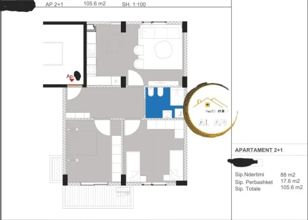 Tirane, shitet nga Pronari, pa-komision apartament Kati 3, 106 m² 205.000 € (Ndre mjeda)