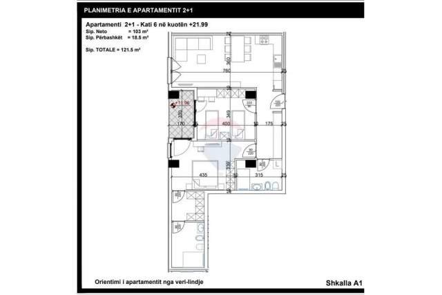Tirane, shitet apartament 2+1+BLK Kati 6, 122 m² 127.000 Euro (Laprake)