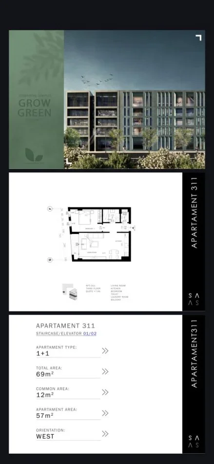 Tirane, shitet apartament 1+1 Kati 3, 69 m² 124.200 € (Sauk i Vjeter)