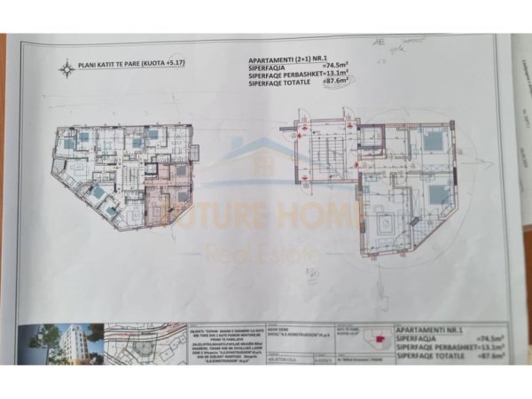 Tirane, shitet apartament Kati 2, 74 m² 215.000 €