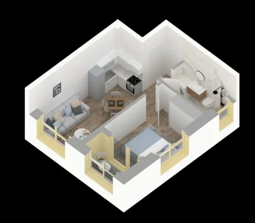 Tirane, shitet apartament 1+1+Ballkon Kati 1, 48 m² 82.000 € (Pasho Hysa)