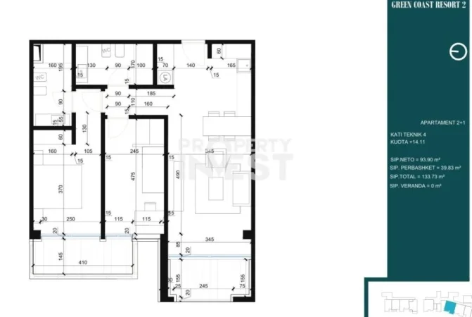 Tirane, shitet apartament 2+1 Kati 2, 128 m² 405.000 € (Palase)