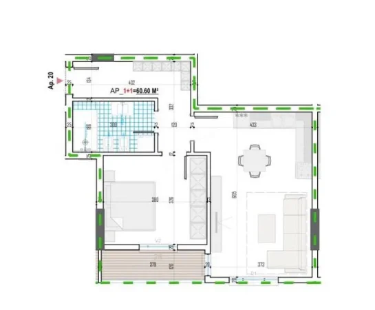 Tirane, shitet apartament 1+1 Kati 4, 71 m² 56.464 € (Kamez)