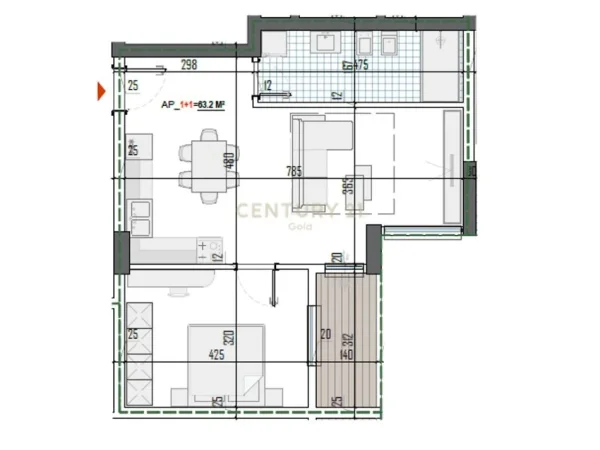 Tirane, shitet apartament 1+1+Ballkon Kati 6, 74 m² 92.500 € 