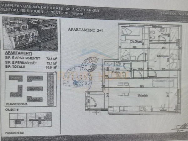 Tirane, shitet 2+1 Kati 7, 86 m² 107.400 € 