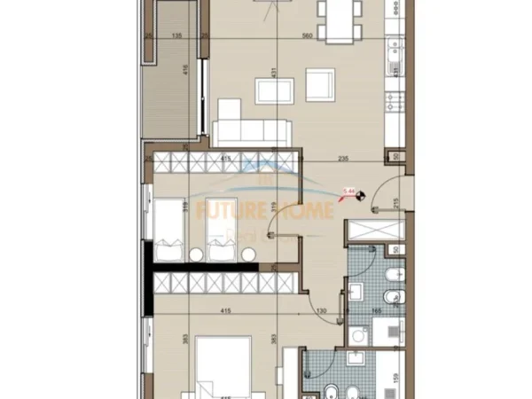 Tirane, shitet apartament 2+1 , 107 m² 85.872 € (Riviera Residence)