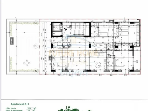 Tirane, shes apartament 3+1+Ballkon Kati 3, 318 m² 1.100.000 € 