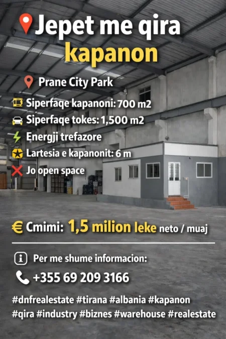 Tirane, jepet me qera magazine Kati 0, 2.200 m² 1.500 € (Prane City Park)