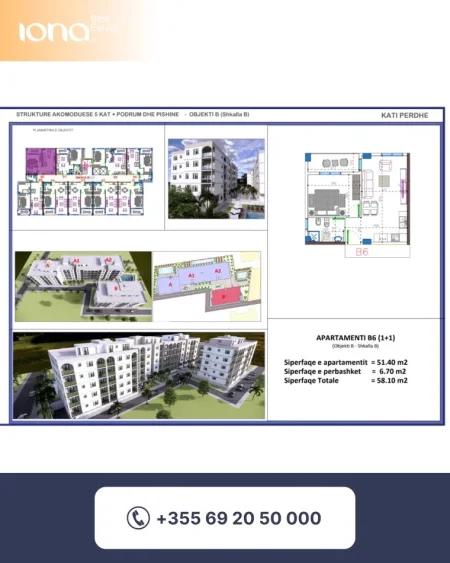Golem, shitet apartament 1+1 , 53 m²