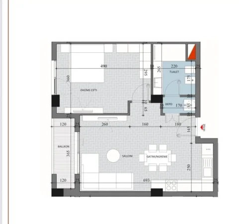 Tirane, shitet apartament 1+1 Kati 1, 73 m² 80.157 € (Rruga Mark Tirta)