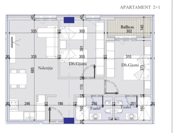 Tirane, shitet apartament 2+1+Ballkon Kati 3, 87 m² 122.000 € (Rruga 29 nentori)