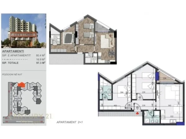 Tirane, shes apartament 2+1+Aneks+Ballkon Kati 10, 97 m² 170.000 € (Colonnade Residence)