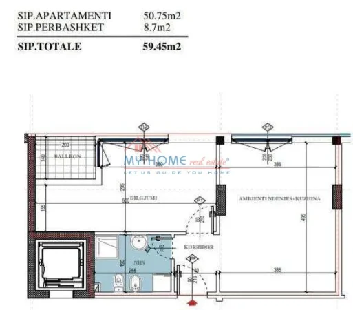 Tirane, shitet apartament 1+1+Ballkon Kati 3, 59 m² 128.000 € (Don Bosko)