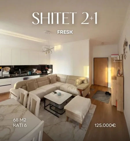 Tirane, shitet apartament 2+1 Kati 6, 68 m² 125.000 € (fresku)