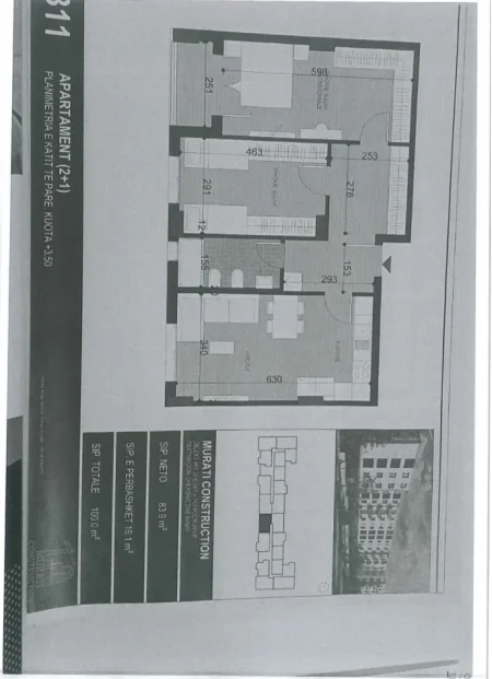 Tirane, shitet apartament 2+1 Kati 0, 80 m² (Kamez)