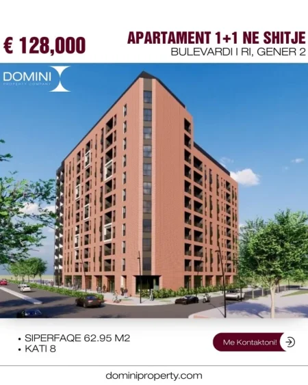 Tirane, shitet apartament 1+1 Kati 8, 63 m² 122.000 € (Bulevardi i Ri)