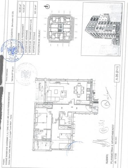 Tirane, shitet apartament 2+1+BLK Kati 6, 107 m² 139.000 Euro (5 Maji)