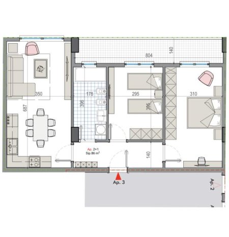 Tirane, shitet apartament 2+1 Kati 6, 97 m² 55.300 Euro (Kamez)