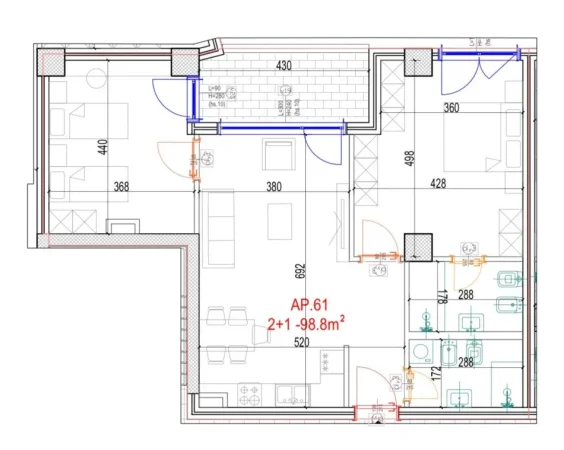 Tirane, shitet apartament 2+1 Kati 9, 117 m² 212.000 € (Don Bosko)