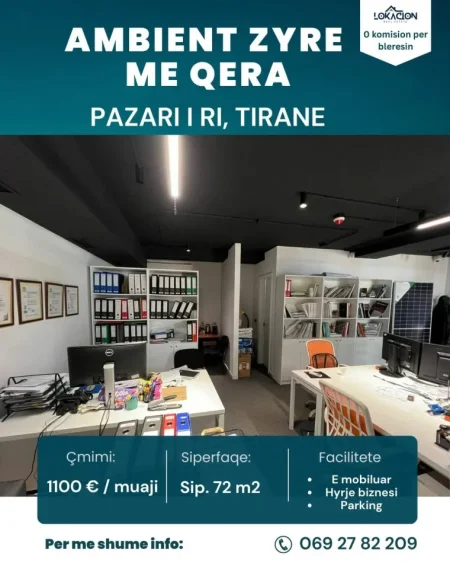 Tirane, jepet me qera ambjent biznesi Kati 2, 72 m² 1.100 € (Pazari i ri)