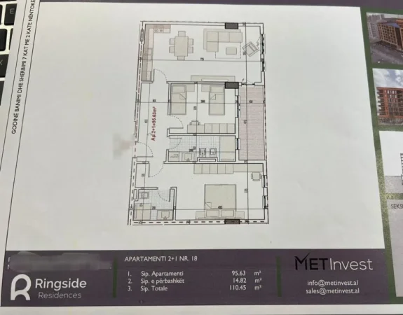 Tirane, shitet apartament 2+1 Kati 3, 110 m² 110.450 € (Paskuqan)