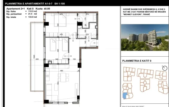 Tirane, shitet apartament 2+1+Ballkon Kati 0, 133 m² 147.300 € 
