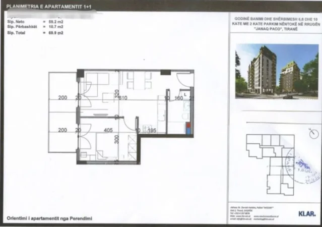 Tirane, shitet apartament 1+1 Kati 2, 69 m² 118.799 € (Parku)