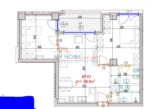Tirane, shitet apartament 2+1+Ballkon Kati 9, 117 m² 205.000 € (Don Bosko)