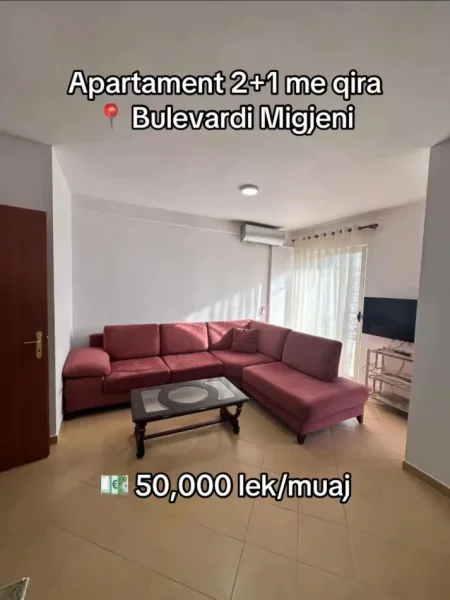Tirane, jepet me qera apartament 2+1 Kati 5, 500 € (Bulevardi Migjeni)