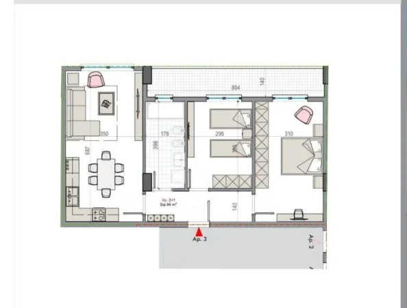 Tirane, shitet apartament 2+1 Kati 8, 97 m² 85.000 € (KAMEZ)