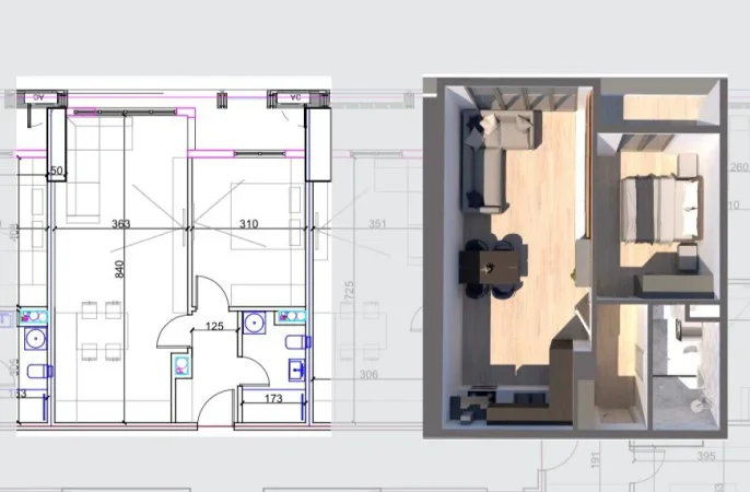 Tirane, shitet apartament 1+1 Kati 8, 81 m² 210.600 € (Komuna e Parisit)