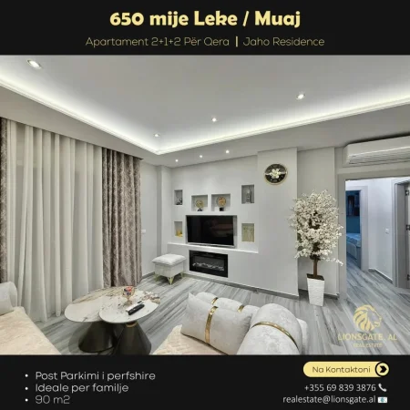 Tirane, jepet me qera apartament 2+1 , 90 m² 650 € (Jaho Residence)
