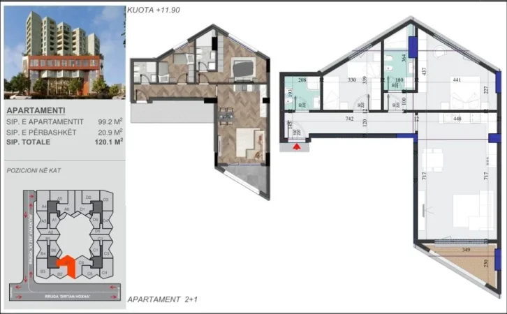 Tirane, shitet apartament 2+1+Ballkon Kati 4, 120 m² 212.000 € (Rruga Dritan Hoxha)