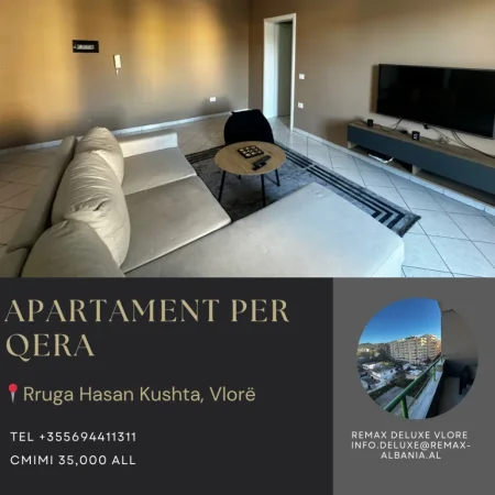 Vlore, jepet me qera apartament 2+1 Kati 5, 90 m² 363 € (Rruga Hasan Kushta, Vlorë)