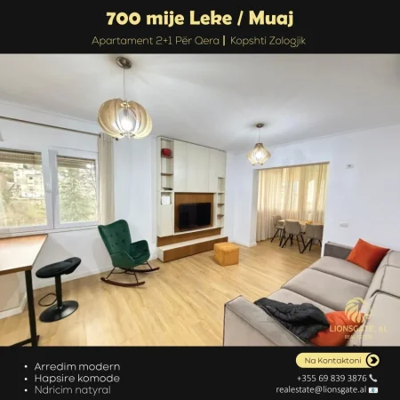 Tirane, jepet me qera apartament 2+1 , 700 € (Kopshti Zologjik)