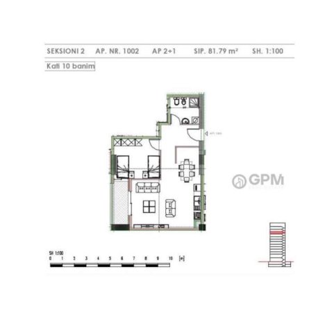 Tirane, shitet apartament 2+1 Kati 10, 82 m² 1.100 Euro/m2 ne Kombinat