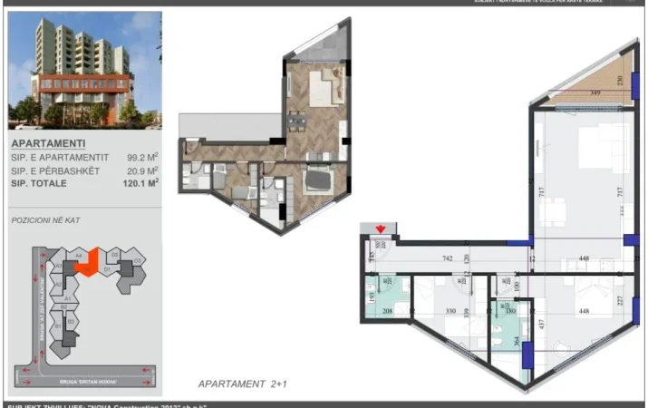 Tirane, shitet apartament 2+1+Ballkon Kati 13, 120 m² 211.900 € (Rruga Dritan Hoxha)