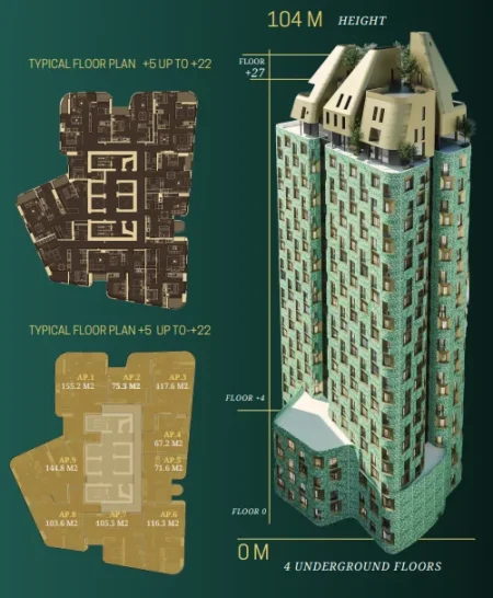 Tirane, shitet apartament 1+1+Ballkon Kati 12, 75 m² 233.000 € (Pazari i Ri)