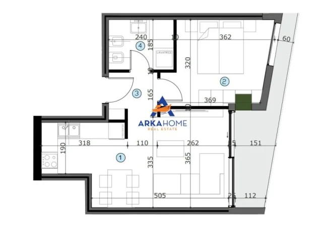 Tirane, shitet apartament 1+1 Kati 12, 62 m² 87.500 € 