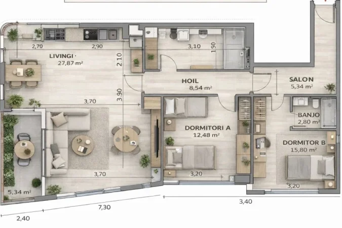 Tirane, shitet apartament 2+1+Ballkon Kati 3, 112 m² 185.000 € 