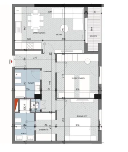 Tirane, shitet apartament 2+1+Ballkon , 105 m² 104.730 € (Diellon 2, Paskuqan)