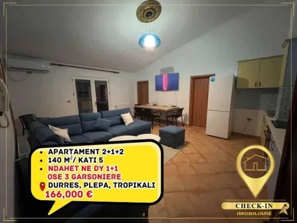 Shkembi Kavajes, shitet apartament ne plazh 2+1+Aneks+Ballkon Kati 5, 140 m² 166.000 € (Plepa, Durres)