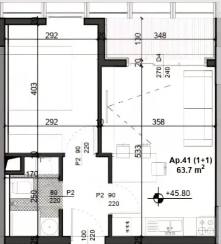 Tirane, shitet apartament 1+1+Ballkon Kati 14, 63 m² 181.545 € (Zogu i Zi)