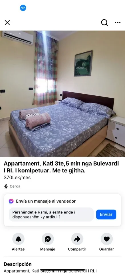 Tirane, jap me qera apartament 1+1+Ballkon Kati 1, 53 m² 400 € (Rruga guri I madhi)