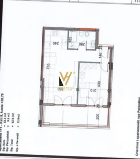 Tirane, shitet apartament 1+1+Ballkon Kati 8, 76 m² 126.000 € (KOMPLEKSI VIVA, RRUGA E KAVAJES)