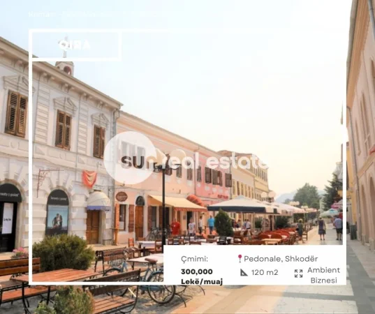 Shkoder, jepet me qera ambjent biznesi Kati 0, 120 m² (PEDONALE QENDER)