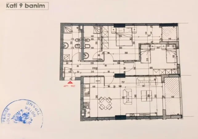 Tirane, shitet apartament 2+1+Ballkon Kati 9, 110 m² 210.900 € (Oxhaku)